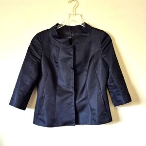 Cortefiel Elegant Black Satin Taffeta Opera Formal Jacket, Size EU 42 - US 10